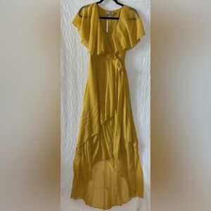 ASOS Flutter Sleeve Faux Wrap Layered Asymmetric Maxi dress